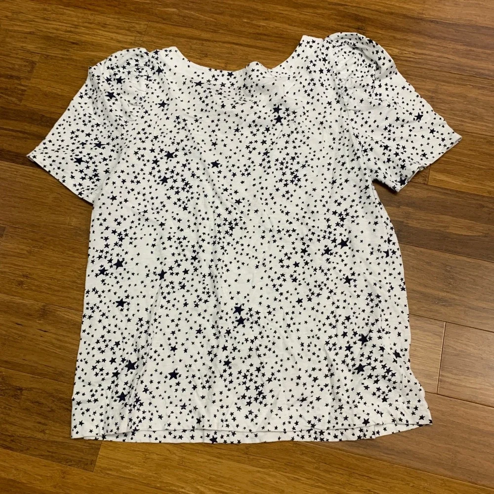 LOFT White Star Print Short‎ Sleeve Top Womens Size XS Casual Cotton T-Shirt Tee